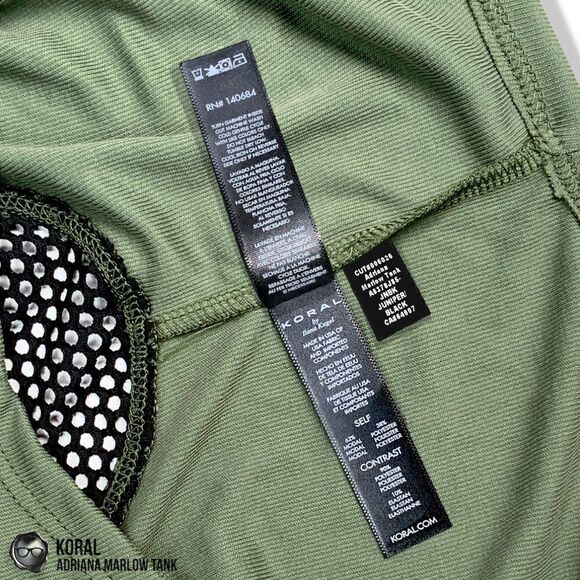 KORAL ACTIVEWEAR ADRIANA MARLOW MESH PANEL TANK IN JUNIPER & BLACK WOMEN SMALL - Picture 10 of 14